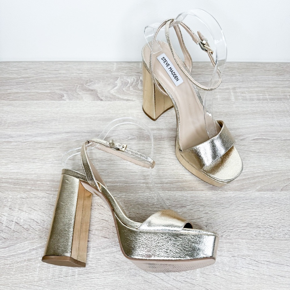 Steve Madden Gold Platform Heels